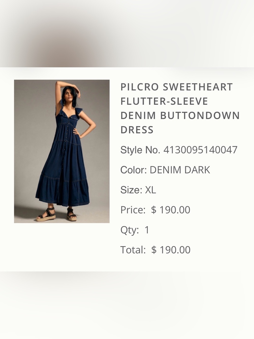 Anthropologie Pilcro Sweetheart Flutter-Sleeve Denim Buttondown Maxi Dress - Picture 2 of 13